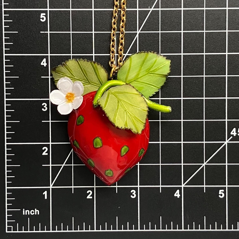 Cilea Paris Designer Strawberry Pendant Necklace – French Artisan Resin Jewelry - Picture 5 of 9